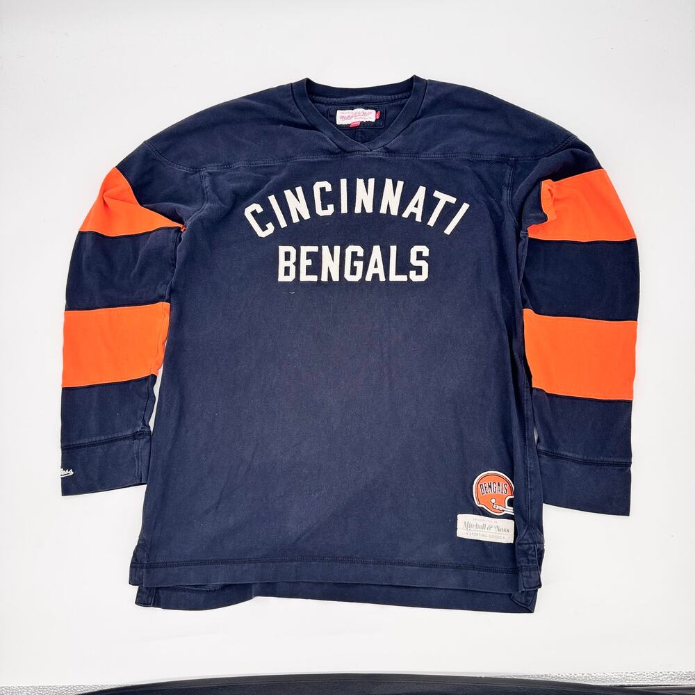 Mitchell & Ness Cincinnati Bengals Throwbacks Long Sleeve Shirt Mens XL NFL